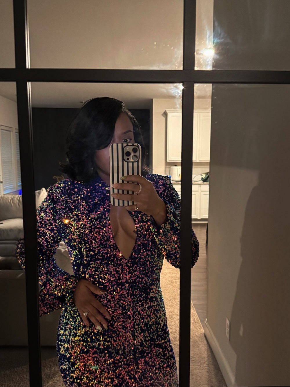 OFUURE KALI Purple Sequin Maxi Dress with Keyhole - Picture 4 of 4
